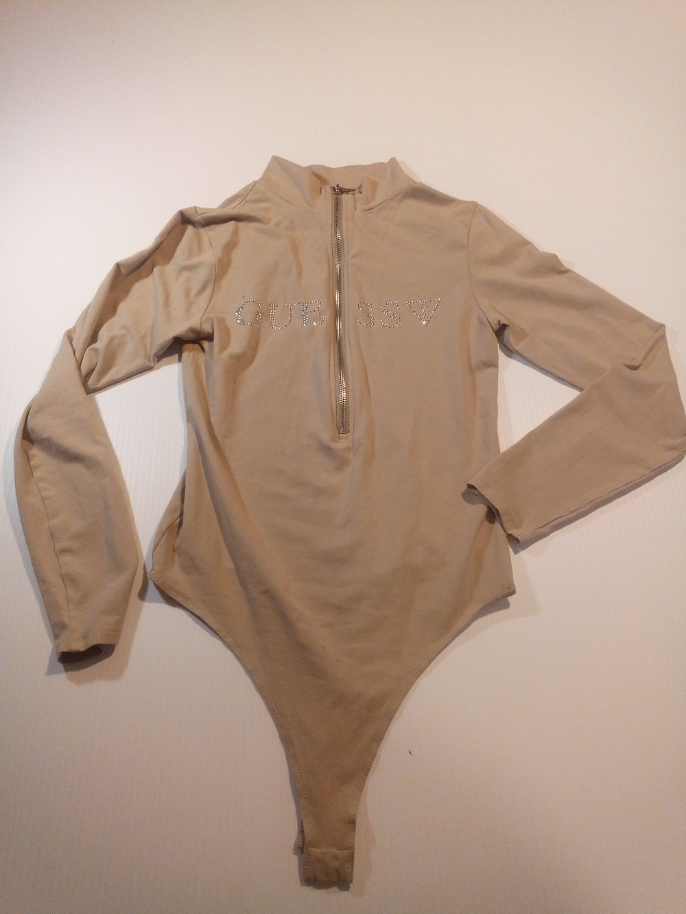 Guess gold bodysuit with rhinestone logo, Size: S #rhinestone (B-05)